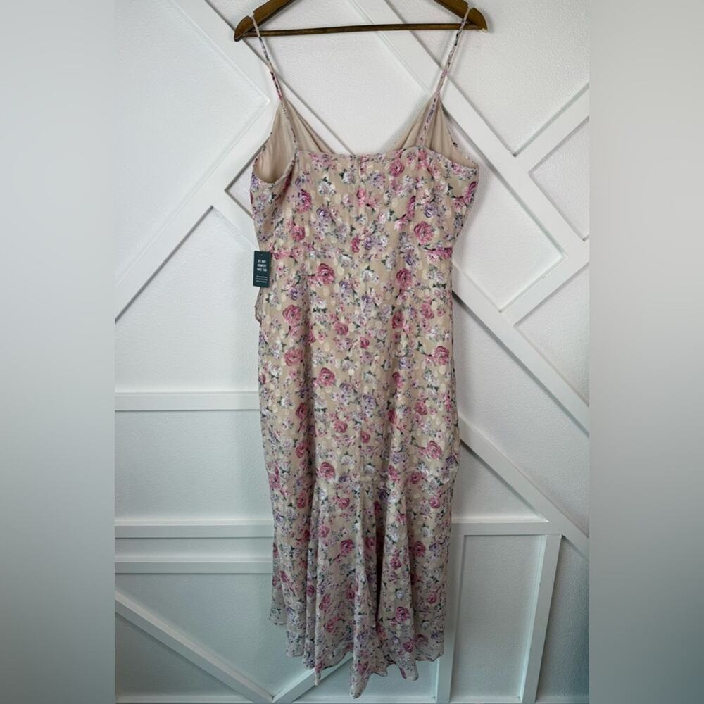NWT Express Floral Print Ruffle Faux Wrap Hi-Lo Maxi Dress Size Large Coquette - Picture 7 of 12